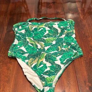 Tropical Leaf Print One Piece Swimsuit